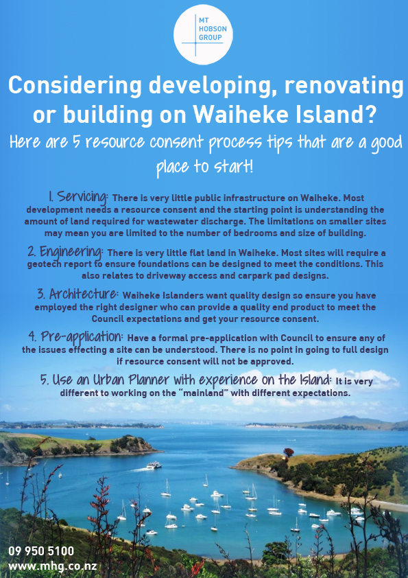 Mt Hobson Group's tips to finding the starting point for gaining resource consent on Waiheke Island